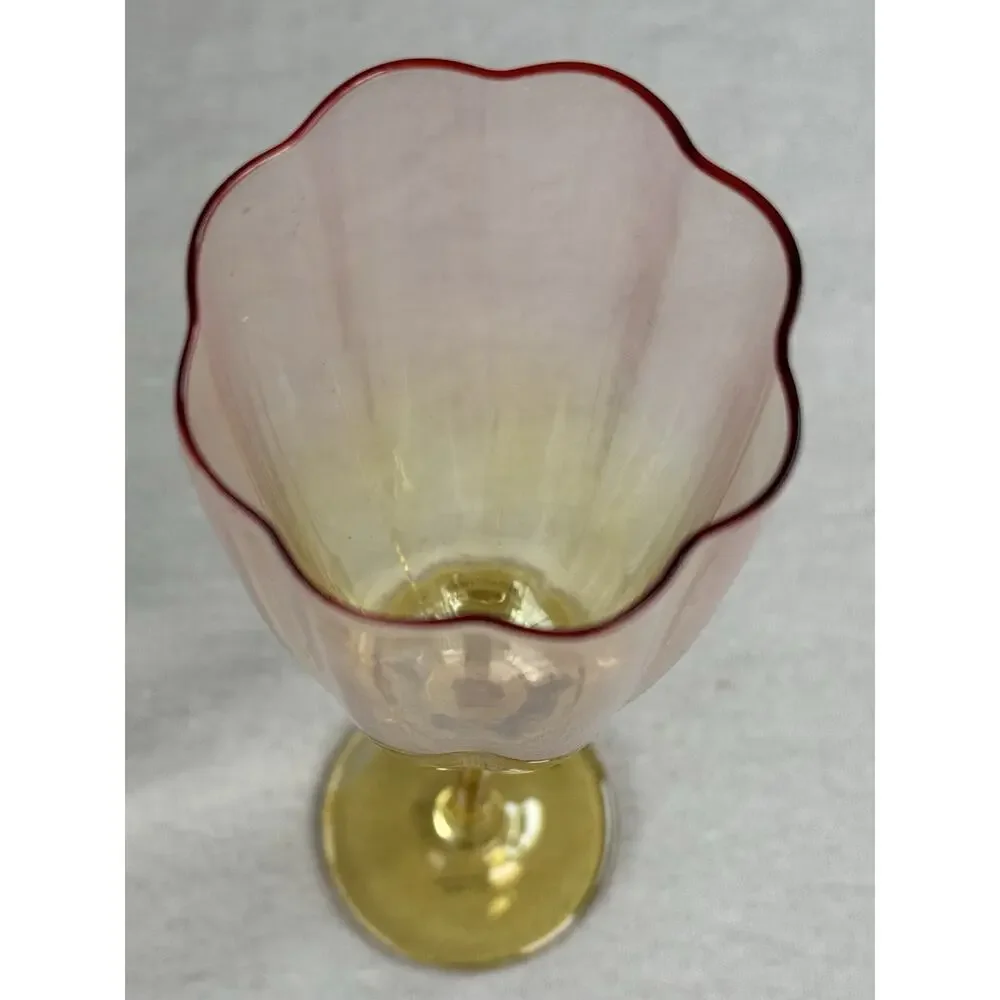 Anthropologie Lille Coupe Champagne Glasses Set of 8 Ombre Scalloped Glass